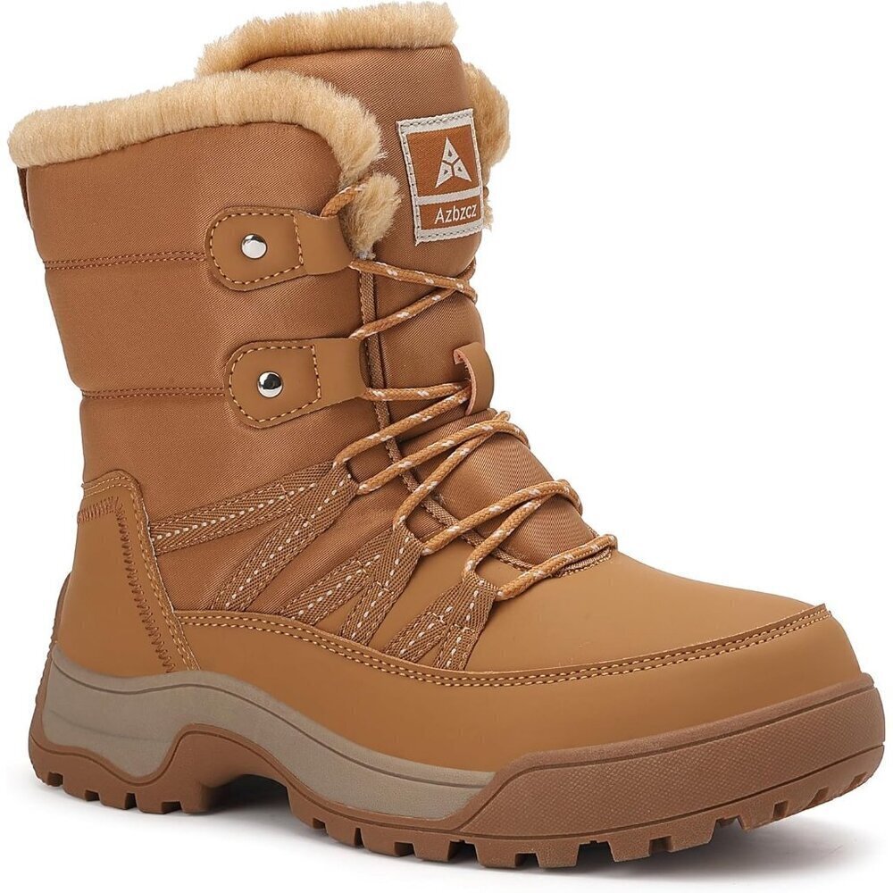 Women Anti Slip Snow Boots Fur Lined Warm Comfortable Brown Winter Shoes USA Pro